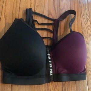 Brand New Sports Bra! black and maroon Not Purple!